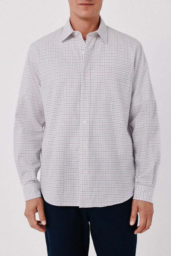 Cortefiel Cotton plaid shirt White