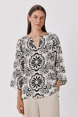 Cortefiel Printed loose tunic blouse Printed white
