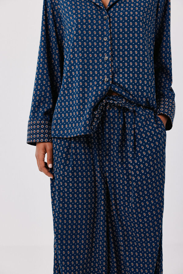 Cortefiel Printed fluid trousers Printed blue
