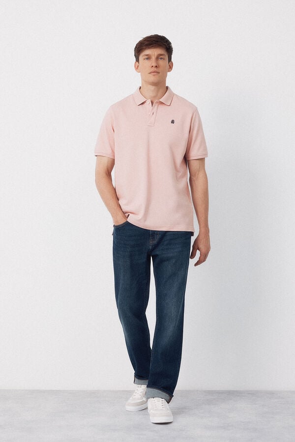 Cortefiel Basic piqu&eacute; polo shirt Pink