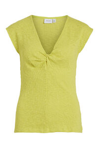 Cortefiel Short-sleeved V-neck T-shirt Yellow