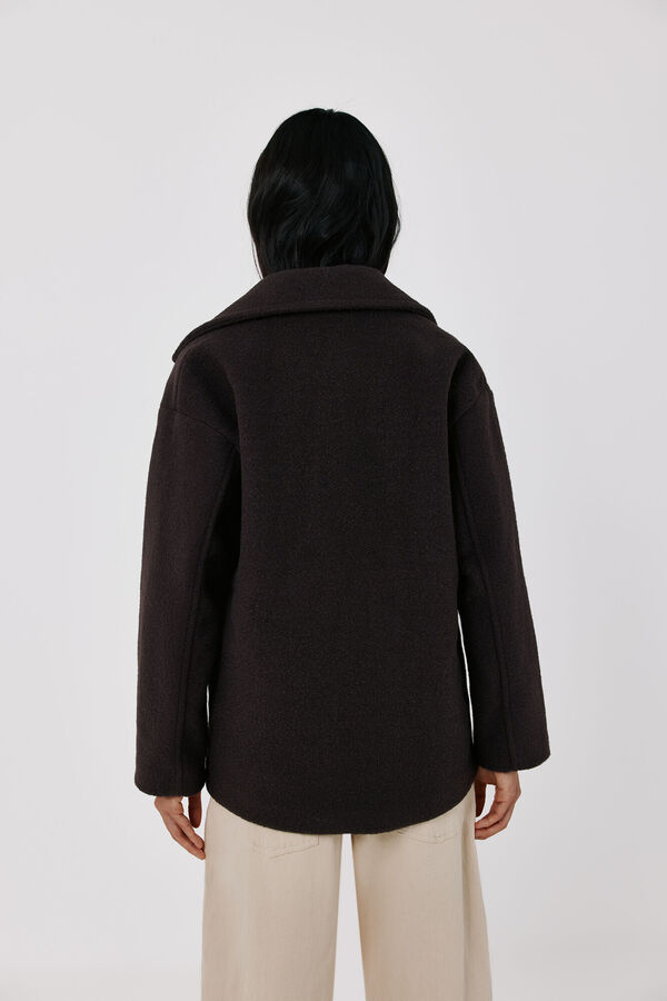 Cortefiel Double-breasted short coat Dark brown