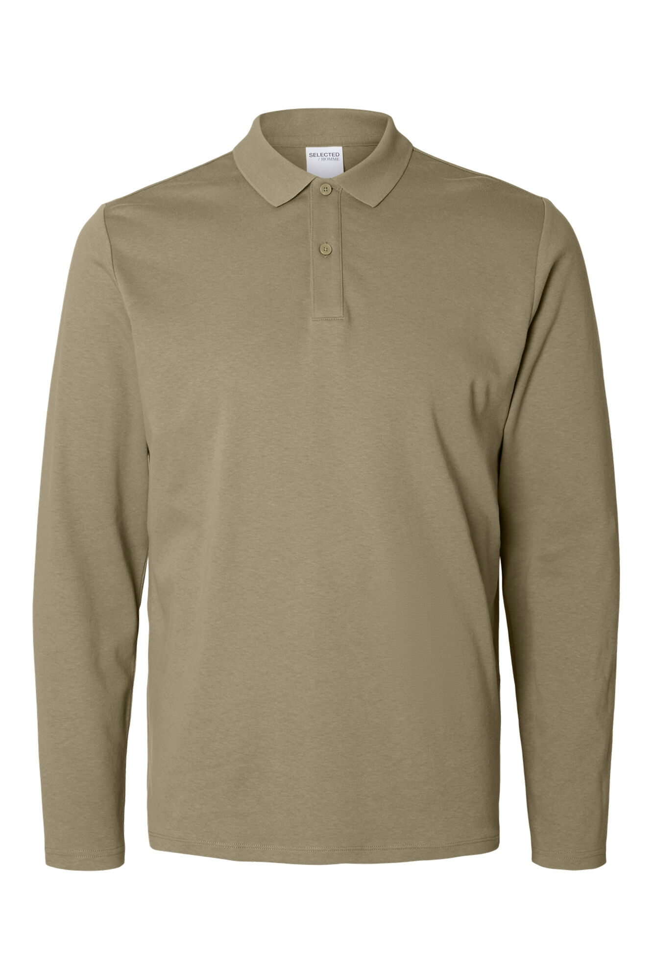 Selected Long-sleeved recycled cotton polo shirt. 
