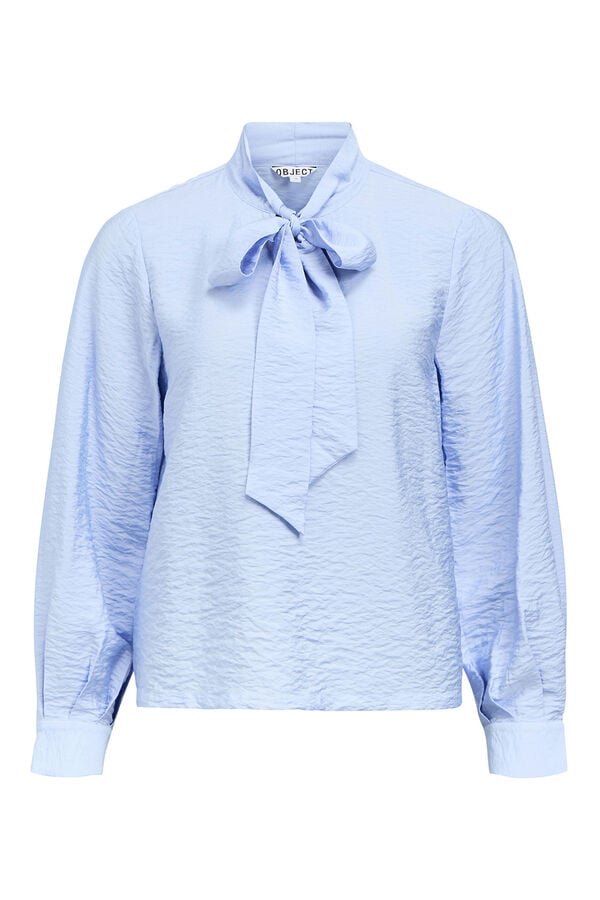 Object Blusa de laço de viscose Azul