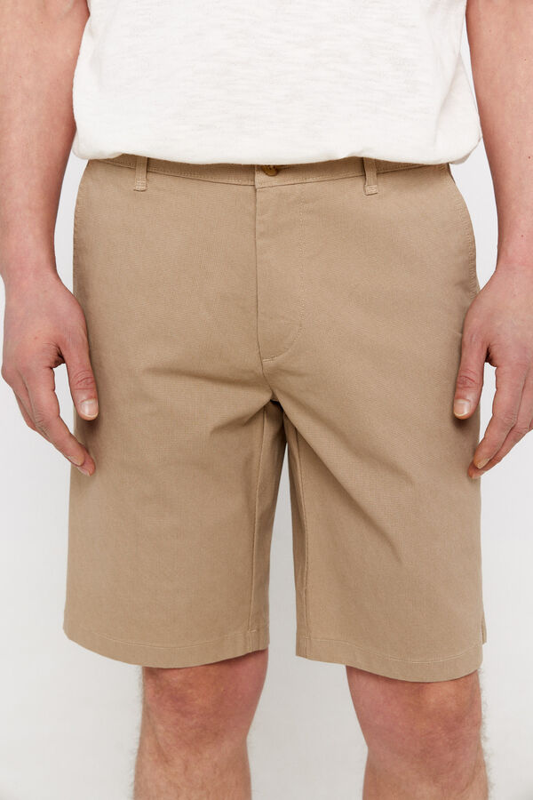 Cortefiel Printed chino Bermuda shorts Beige