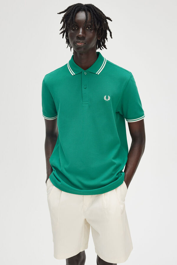 Fred Perry Polo com acabamento em duas listras Verde