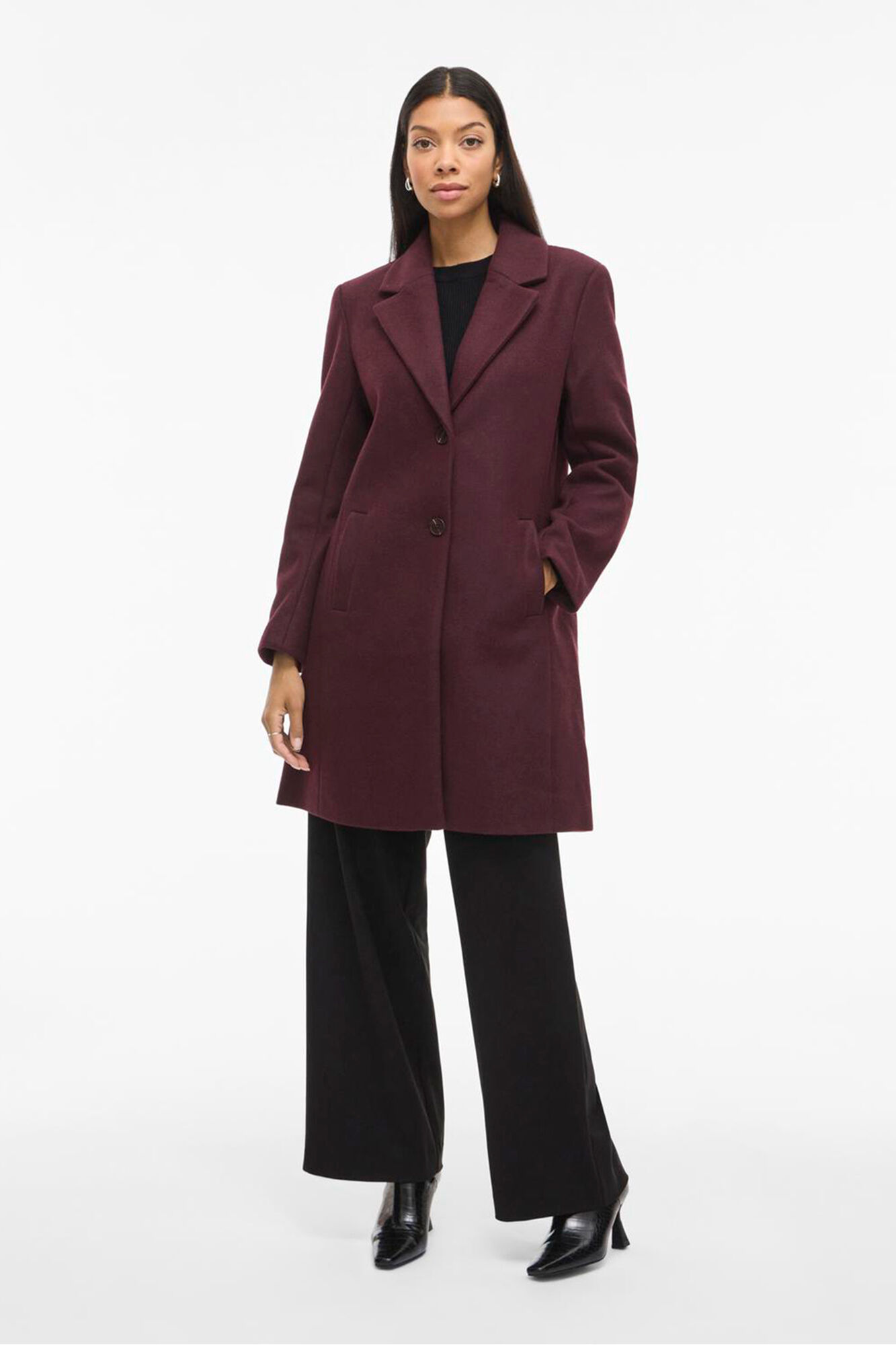 Vila Sobretudo de tecido com lapelas