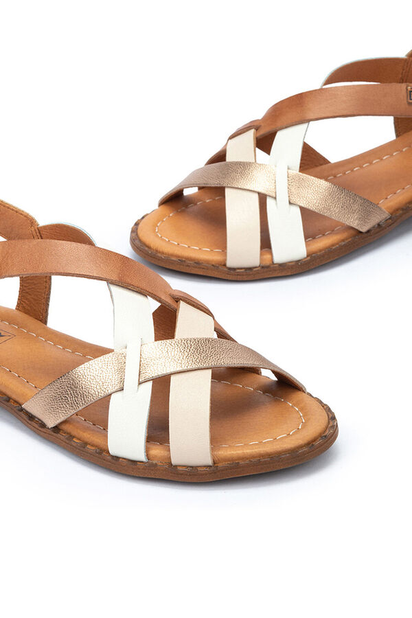 Pikolinos Sand&aacute;lias rasas com fivela para mulher Ecru