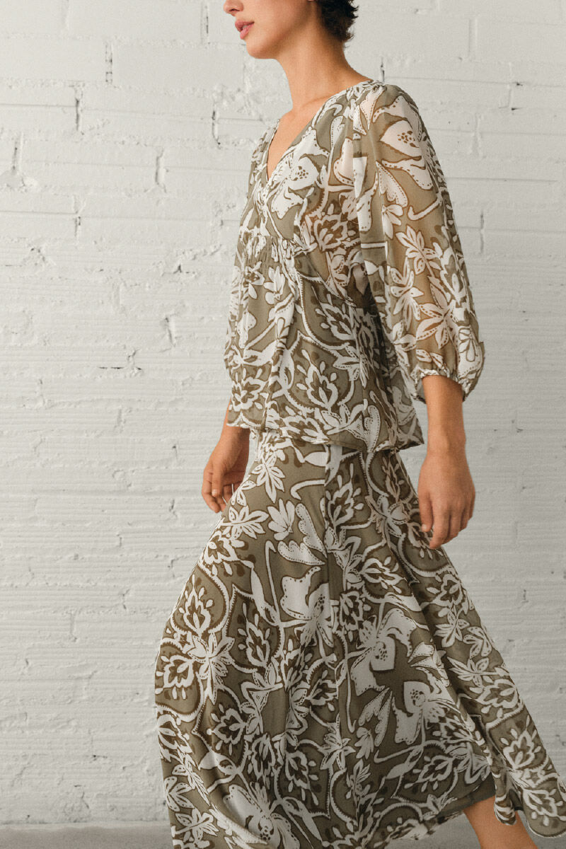Cortefiel Printed long skirt