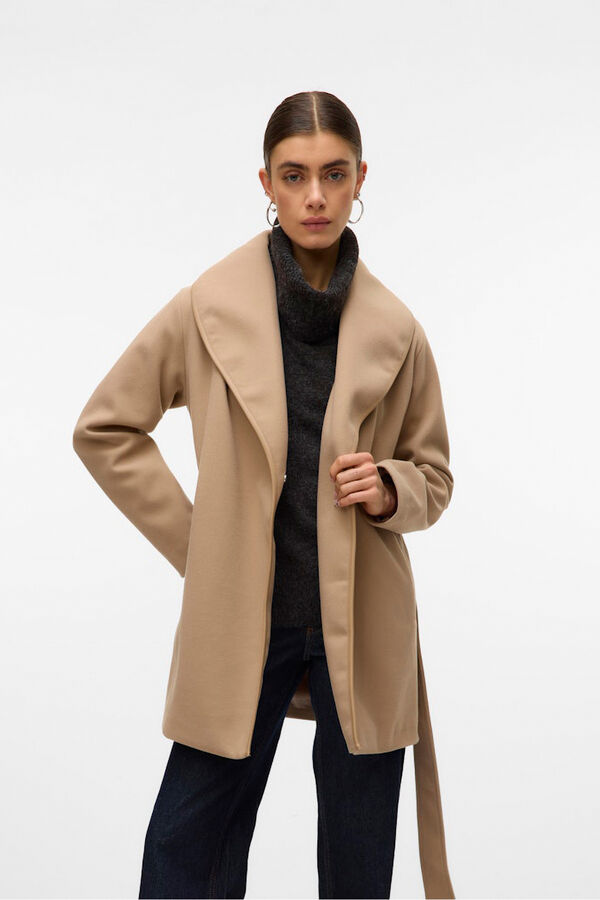 Vero Moda Sobretudo curto de pano Castanho