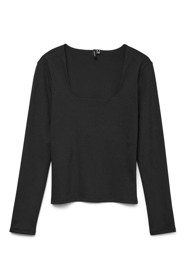 Vero Moda Long sleeve neckline square-neck top Black