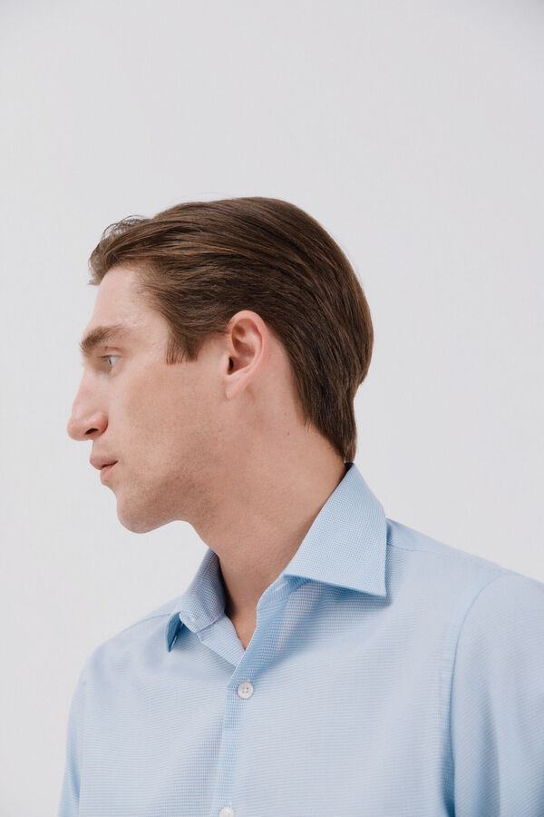 Cortefiel Easy iron houndstooth dress shirt Blue