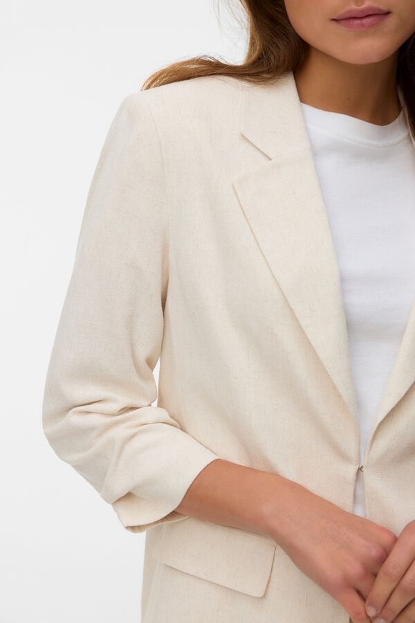 Vero Moda Blazer de linho manga 3/4 Tostado