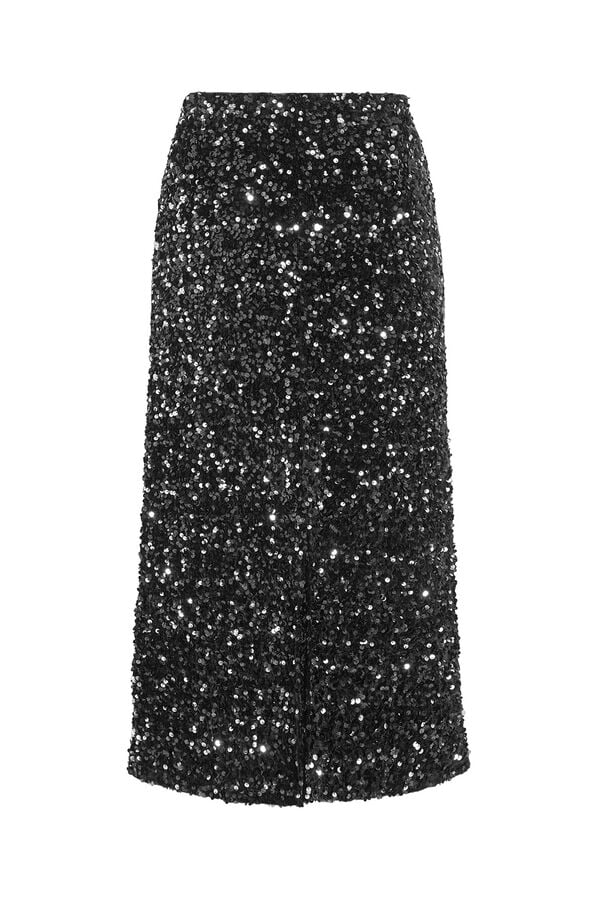 Vila Saia midi com lantejoulas Preto
