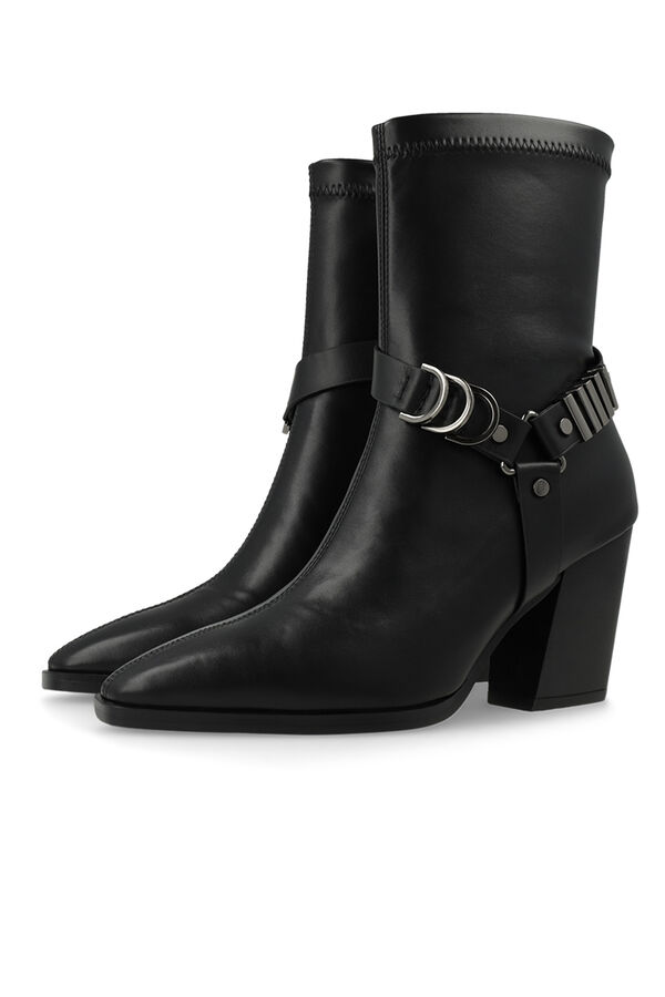 Lodi Metal ring cowboy ankle boots Black