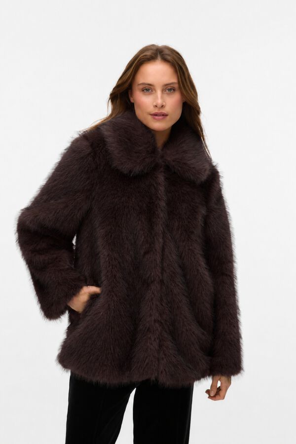 Vero Moda Faux fur jacket Dark brown
