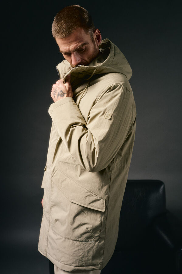 OOTO Parka larga acolchada Beige