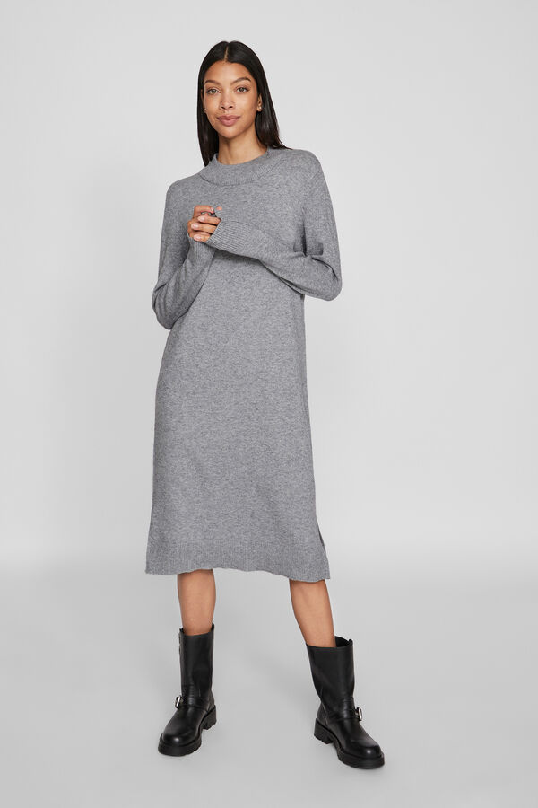 Vila Vestido de malha com viscose Cinzento