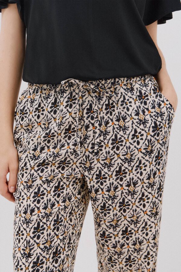 Cortefiel Pantalón fluído estampado Multicolor