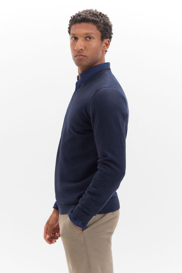 Cortefiel Cotton/cashmere V-neck jumper Navy