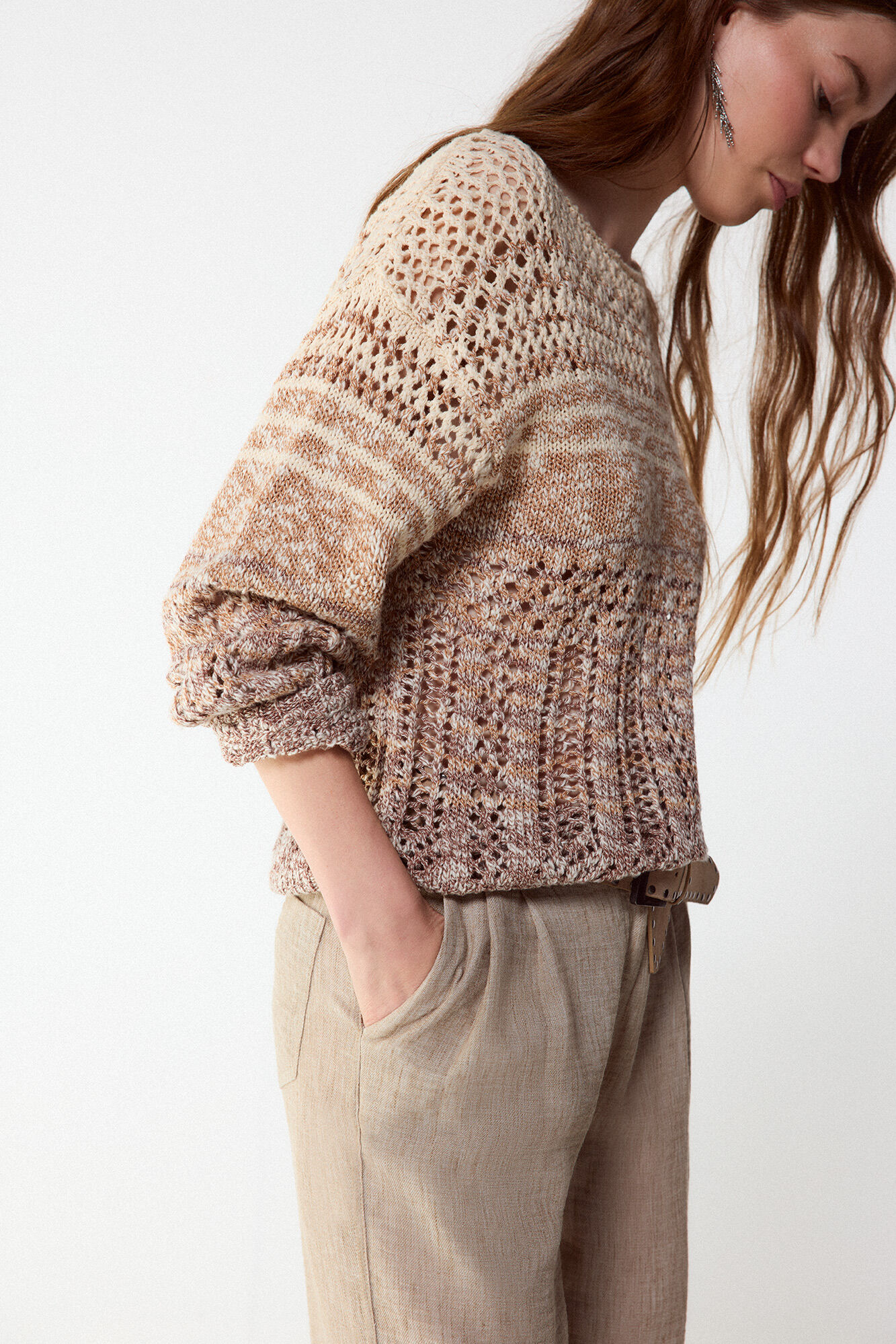 Slowlove Camisola de malha rendada