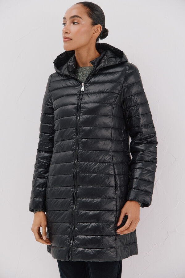 Cortefiel Long down coat Black