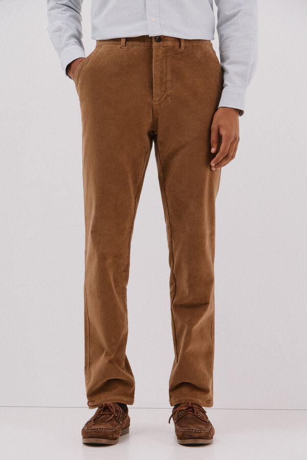 Cortefiel Pantalón chino pana Camel