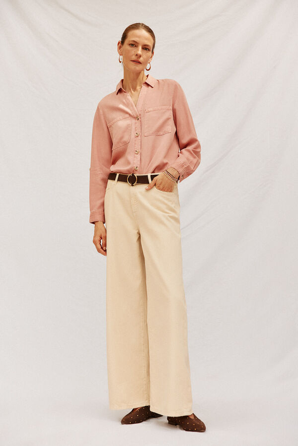 Cortefiel  tencel denim shirt Pink