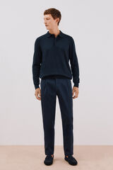 Cortefiel Pantalón chino confort tapered fit Azul marino