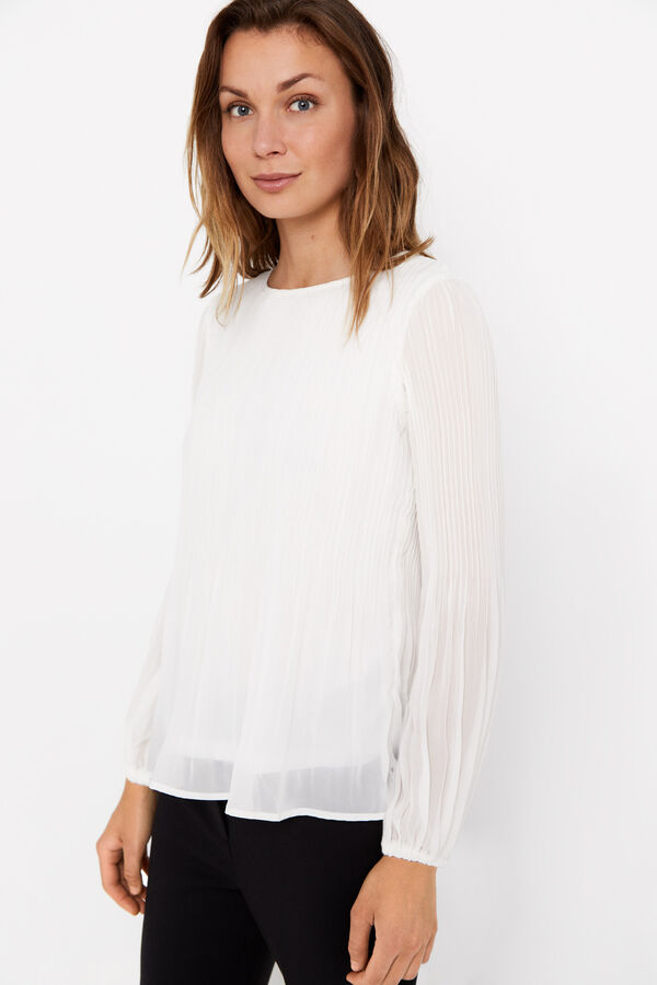 Cortefiel Printed pleated blouse White
