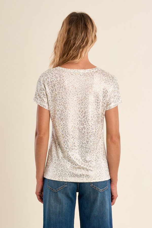 Molly Bracken T-shirt de mulher de manga curta estampado animal Branco