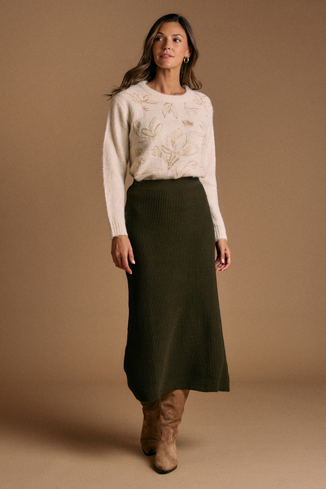 Pol&iacute;n Et Moi Camisola bordado em lurex cru