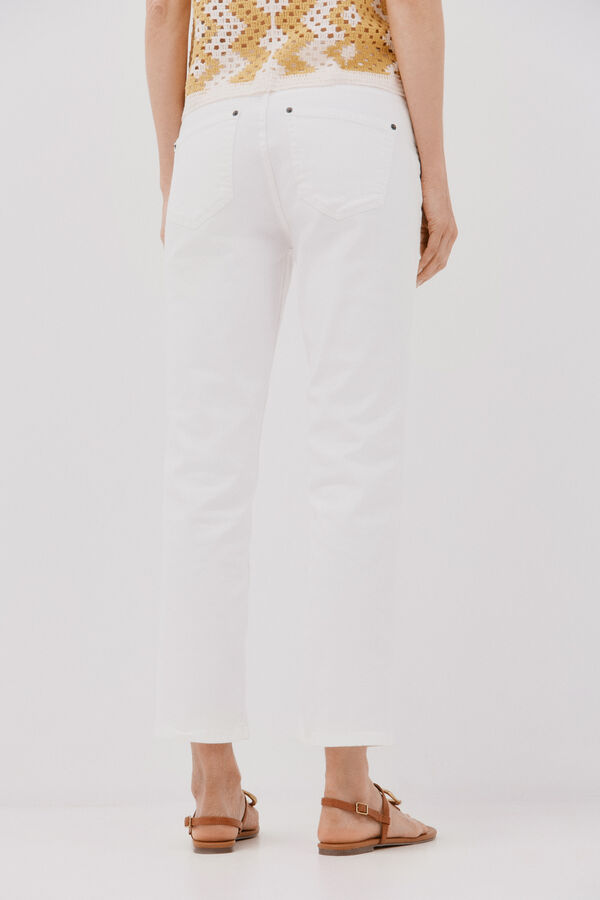 Cortefiel Straight cropped jeans White