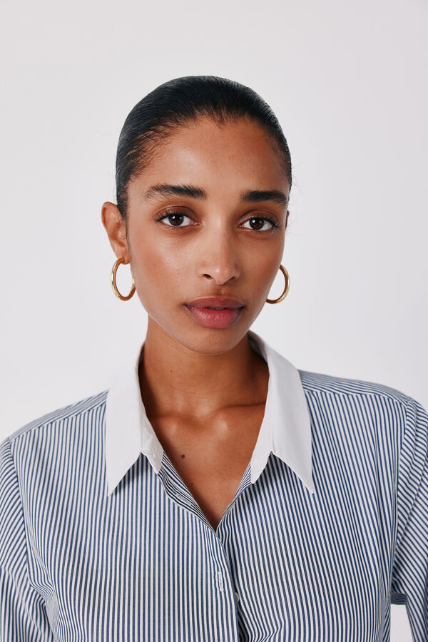 Cortefiel Poplin shirt Printed blue