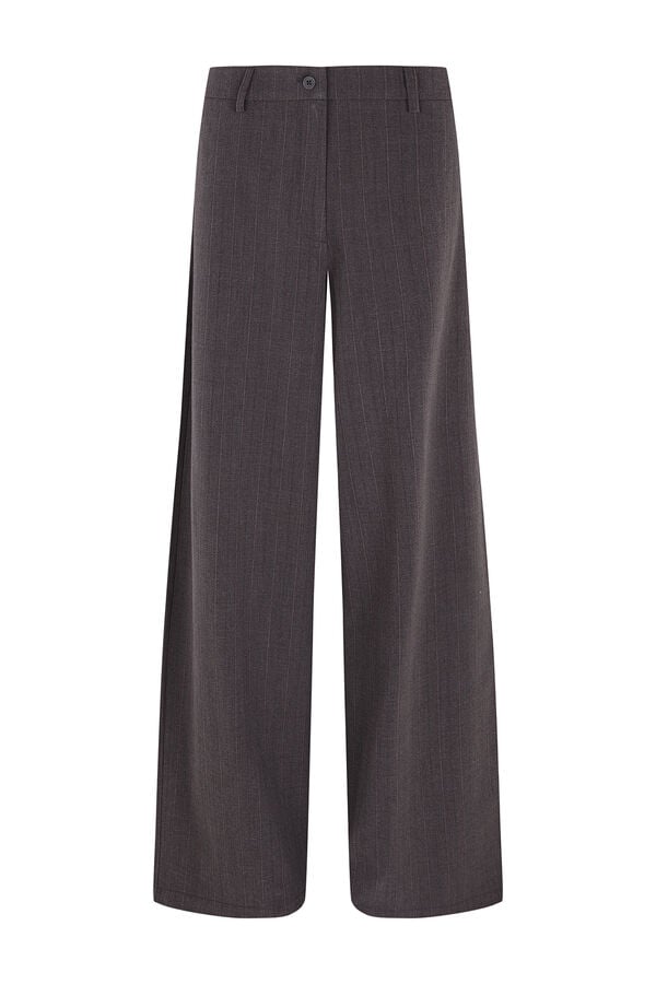 Cortefiel Striped wide-leg trousers Dark grey