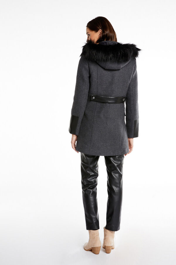 Morgan Abrigo recto con cremallera y capucha Gris oscuro