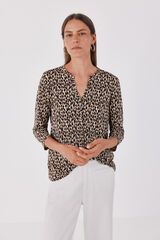 Cortefiel Henley T-shirt Printed brown