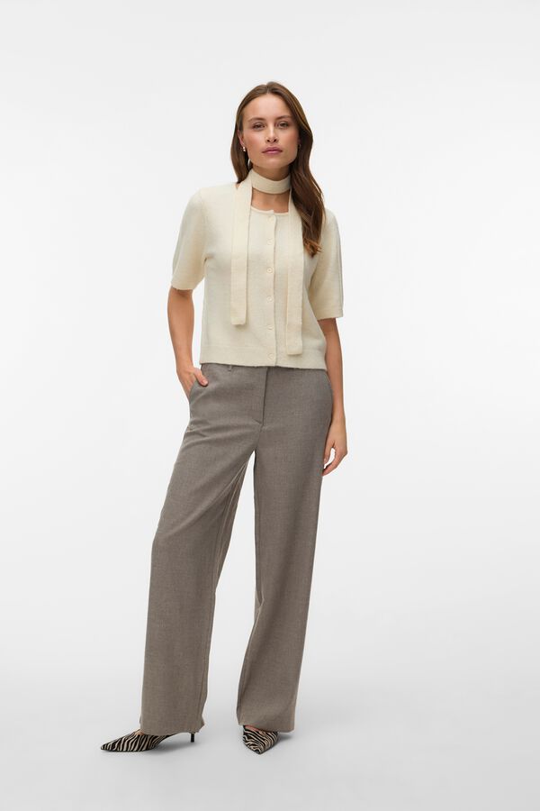 Vero Moda Cal&ccedil;a de vestir perna reta Castanho
