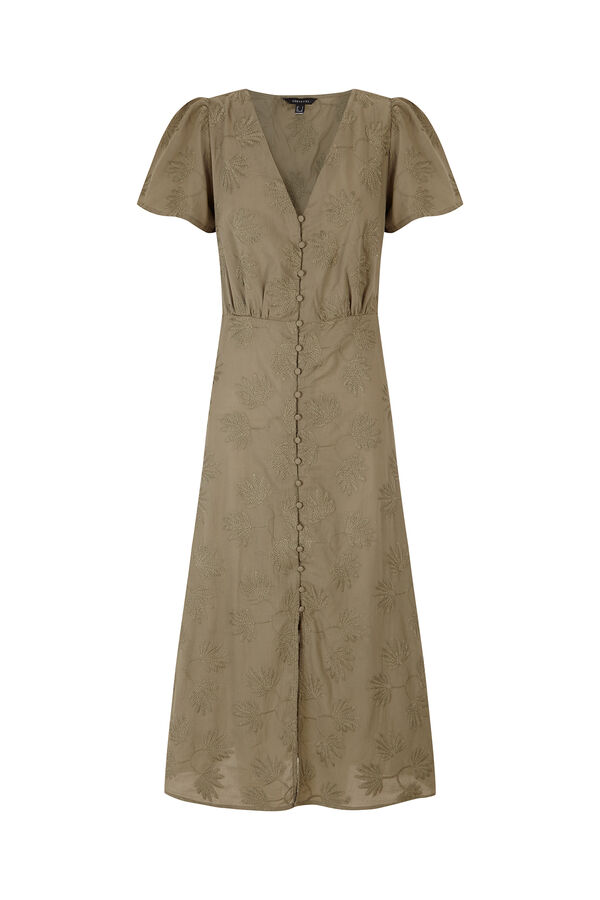 Cortefiel Vestido bordado Kaki