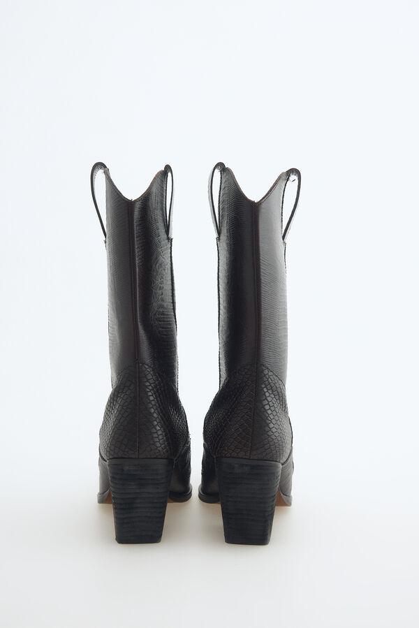 Slowlove Bota estilo cowboy realizada en piel con efecto cocodrilo Black