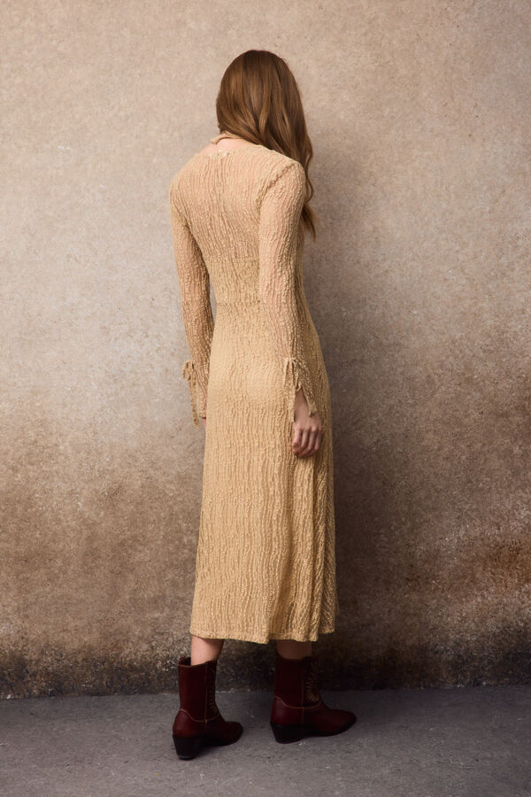 Slowlove Vestido de renda Tostado