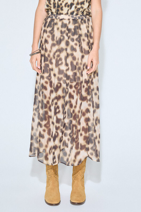 Slowlove Saia flare estampada Verde