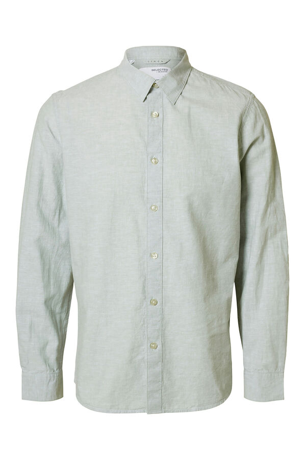 Selected Camisa de linho slim fit Verde