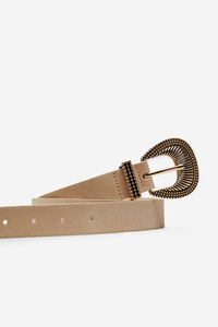Cortefiel Belt with carved buckle Beige