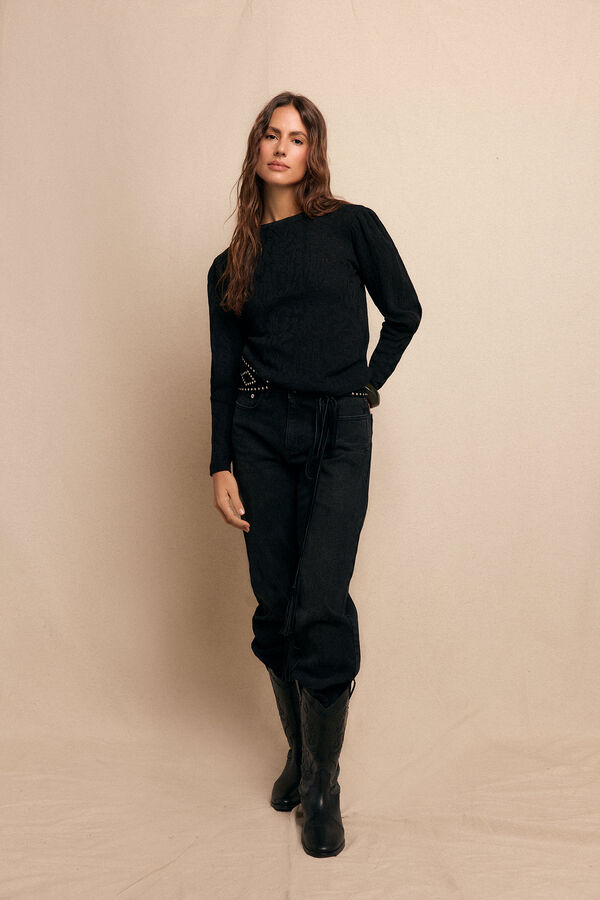 Slowlove Top estructura frunce Preto