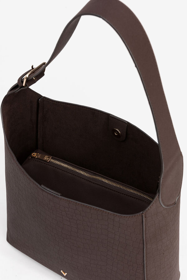 Vilanova Mala de ombro com efeito crocodilo Castanho