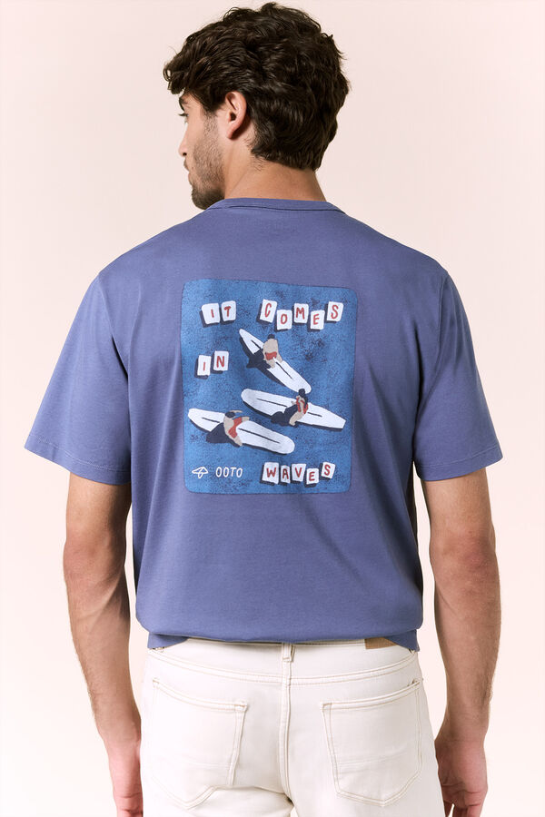 OOTO Camiseta gr&aacute;fica lavada Azul marino