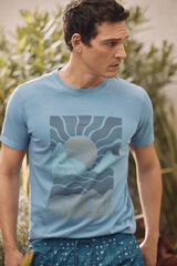 OOTO Front sunset graphic T-shirt Blue