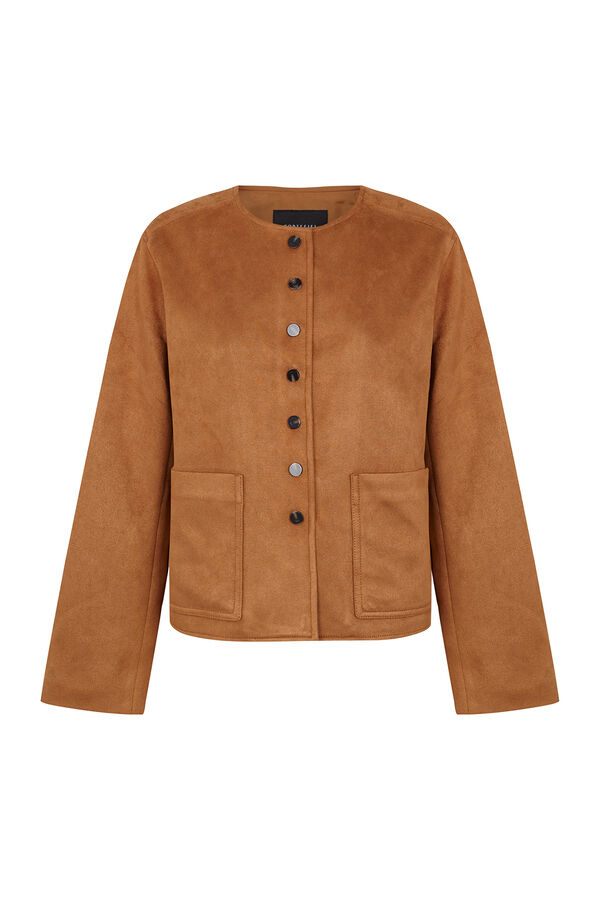 Cortefiel Faux suede jacket Nude