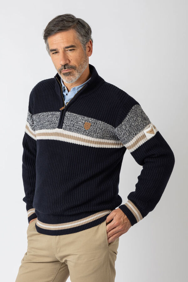 Privata Camisola de gola alta com fecho-éclair Azul